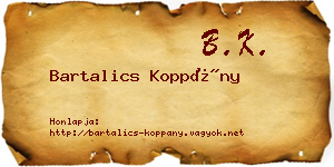 Bartalics Koppány névjegykártya